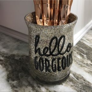 **sold**unicorn brush set +handmade brush holder